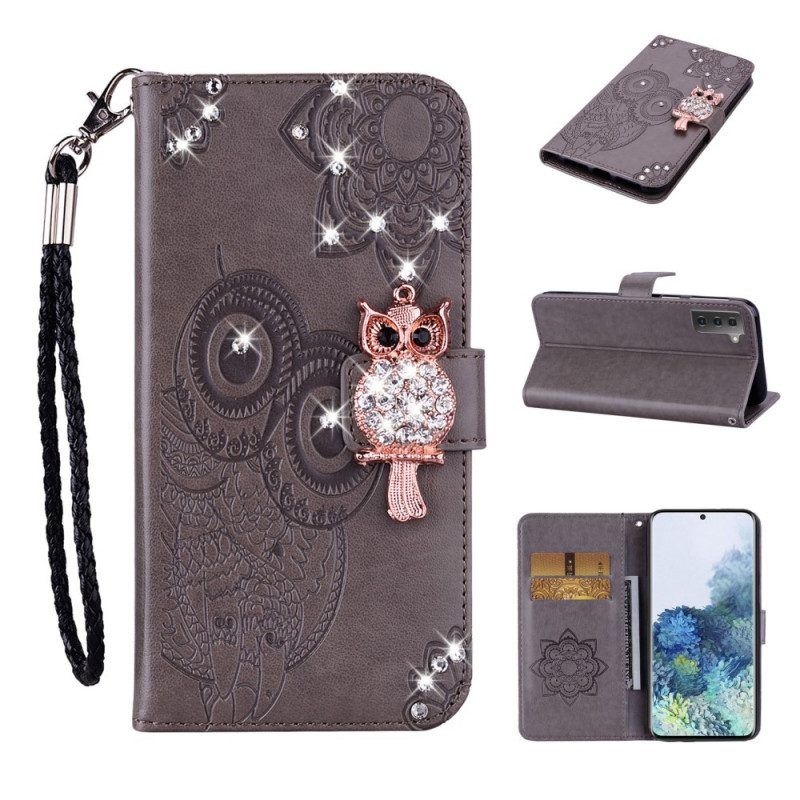 Folio-hoesje voor Samsung Galaxy S22 5G Uil Mandala En Charme