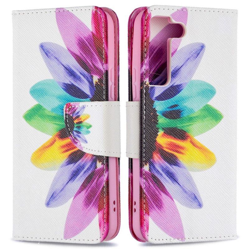 Folio-hoesje voor Samsung Galaxy S22 5G Waterverf Bloem