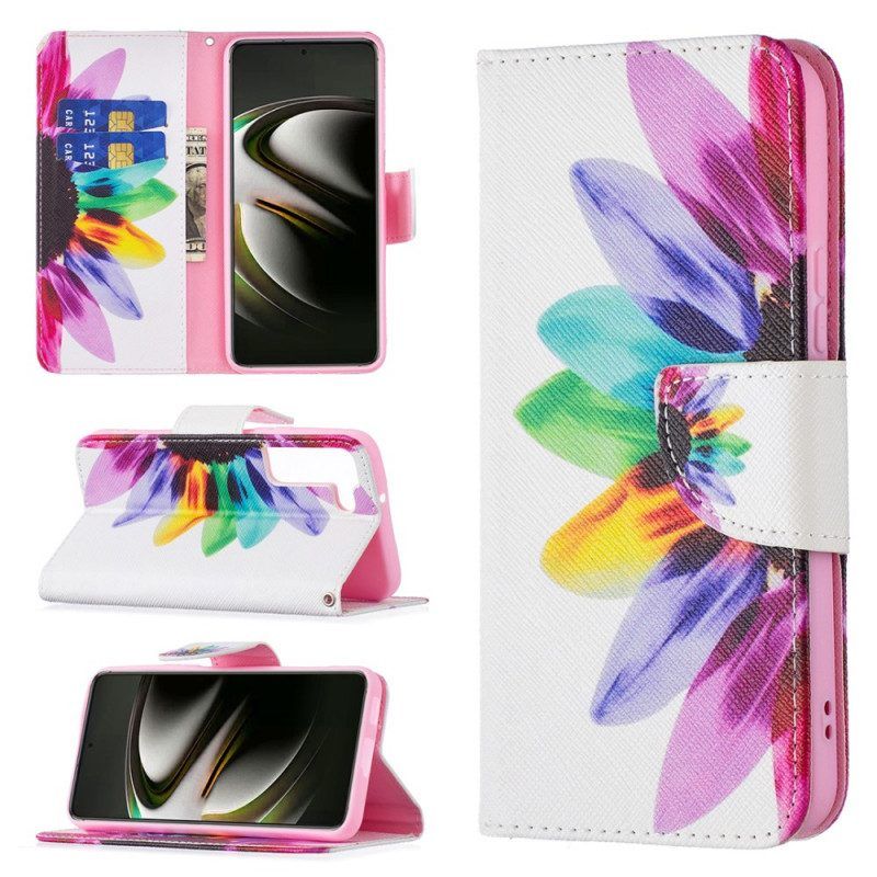 Folio-hoesje voor Samsung Galaxy S22 5G Waterverf Bloem