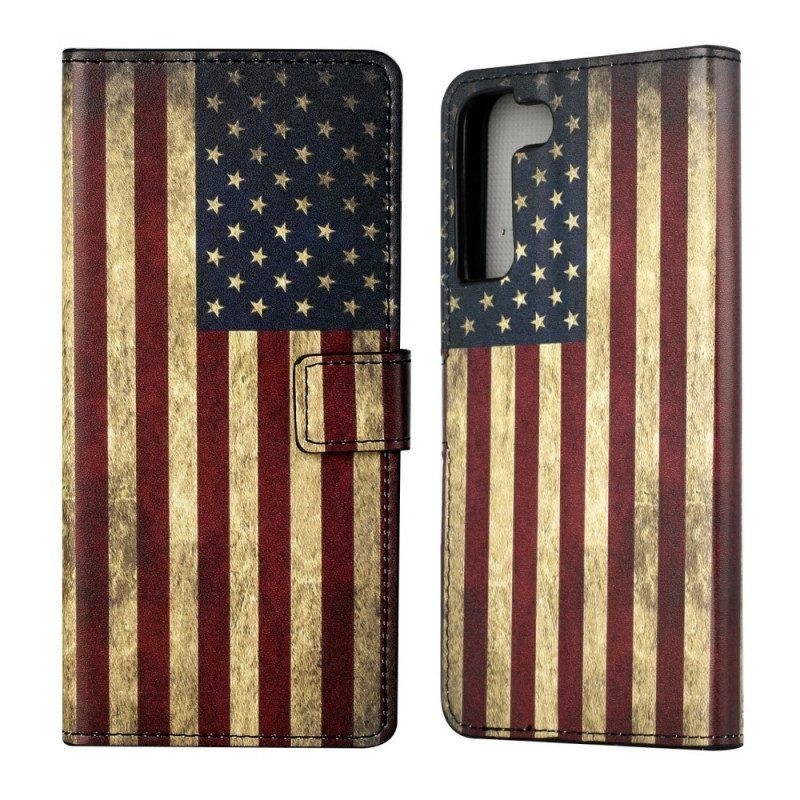 Folio-hoesje voor Samsung Galaxy S22 Plus 5G Amerikaanse Vlag