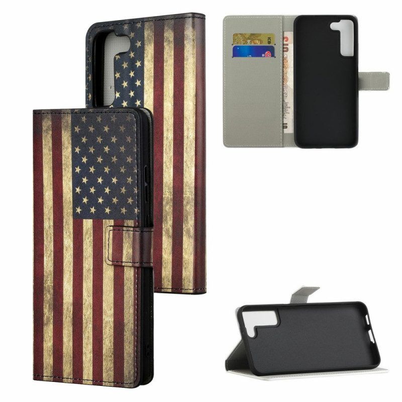 Folio-hoesje voor Samsung Galaxy S22 Plus 5G Amerikaanse Vlag