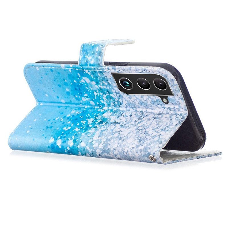 Folio-hoesje voor Samsung Galaxy S22 Plus 5G Blauw Glitterverloop