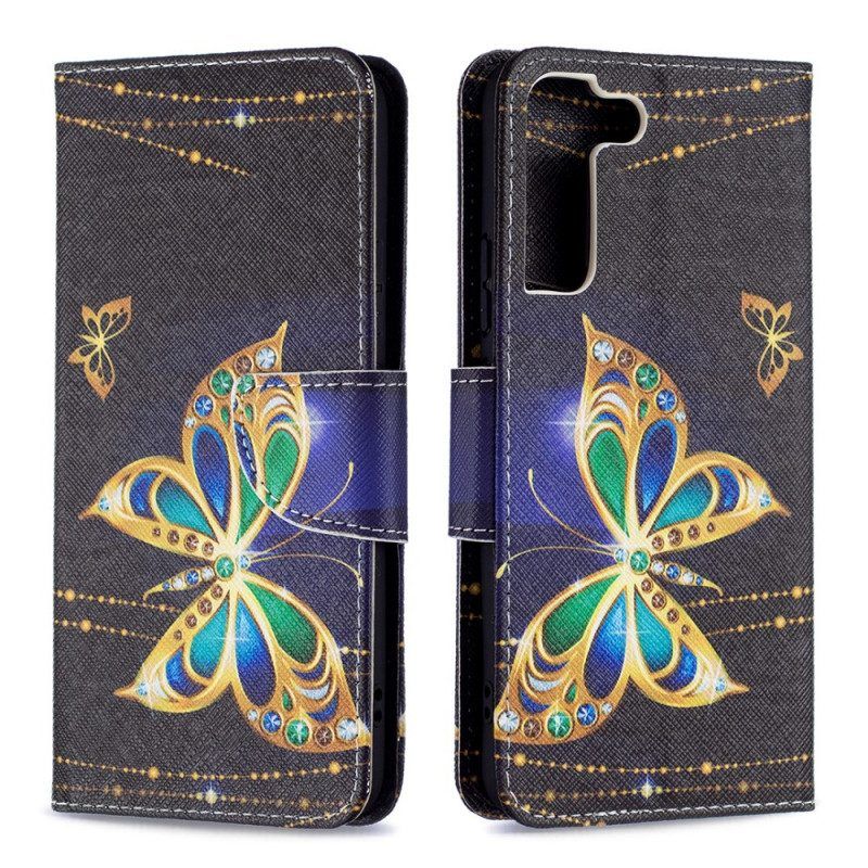 Folio-hoesje voor Samsung Galaxy S22 Plus 5G Gouden Vlinders