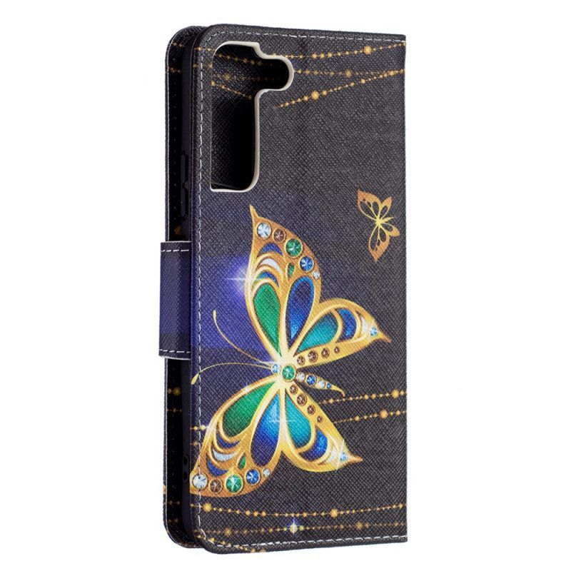 Folio-hoesje voor Samsung Galaxy S22 Plus 5G Gouden Vlinders