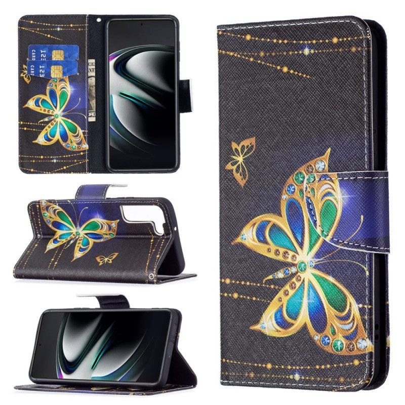 Folio-hoesje voor Samsung Galaxy S22 Plus 5G Gouden Vlinders