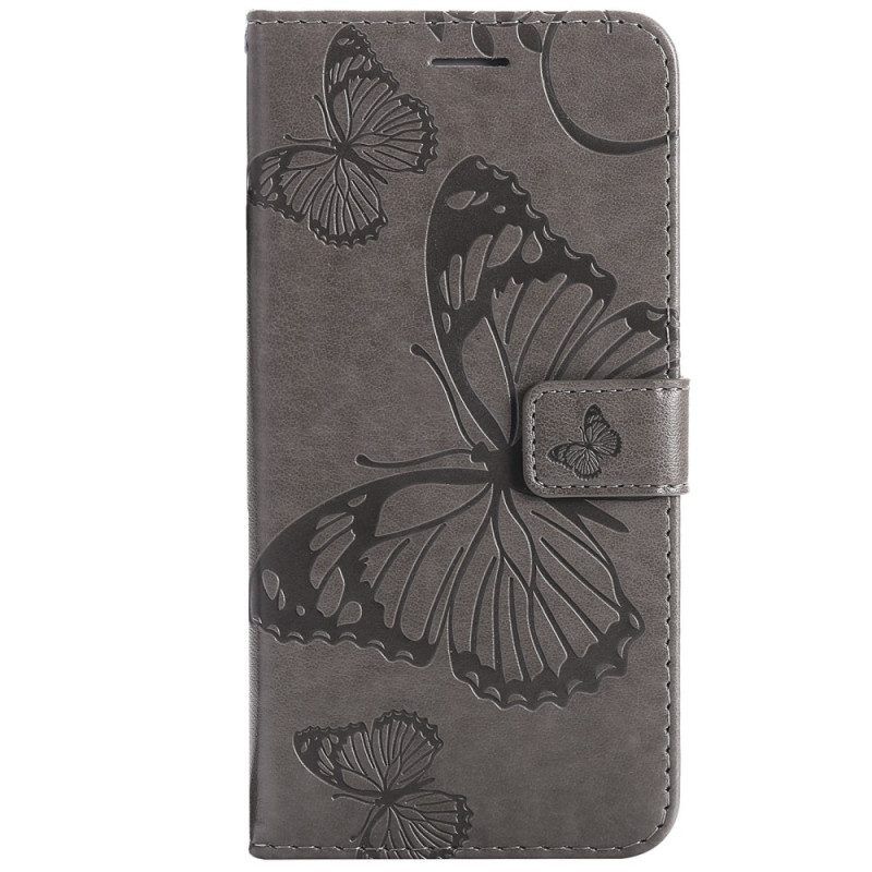 Folio-hoesje voor Samsung Galaxy S22 Plus 5G Met Ketting Gigantische Riemvlinders