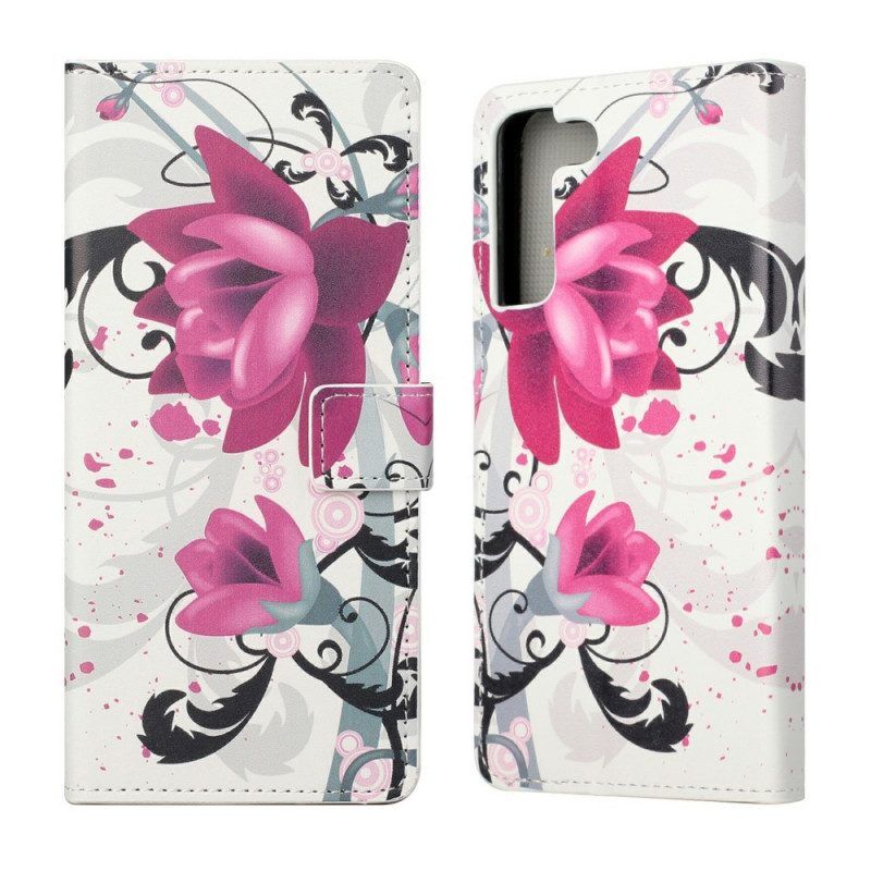 Folio-hoesje voor Samsung Galaxy S22 Plus 5G Tropische Bloemen