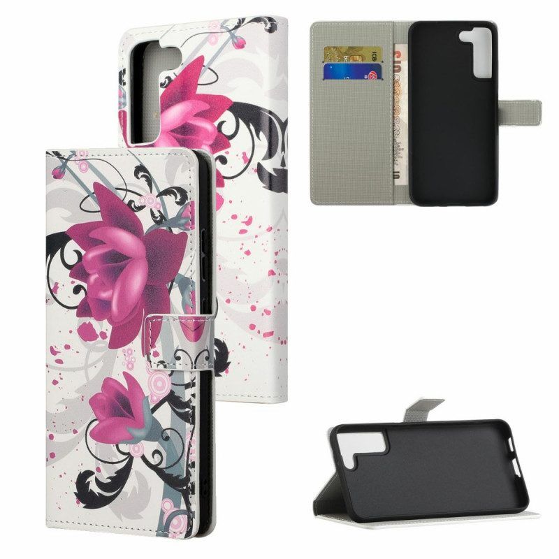 Folio-hoesje voor Samsung Galaxy S22 Plus 5G Tropische Bloemen