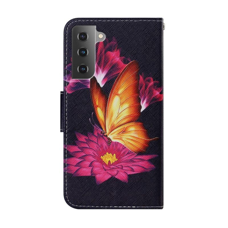 Folio-hoesje voor Samsung Galaxy S22 Plus 5G Vlinder En Lotus