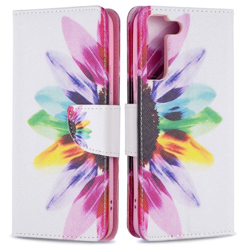 Folio-hoesje voor Samsung Galaxy S22 Plus 5G Waterverf Bloem