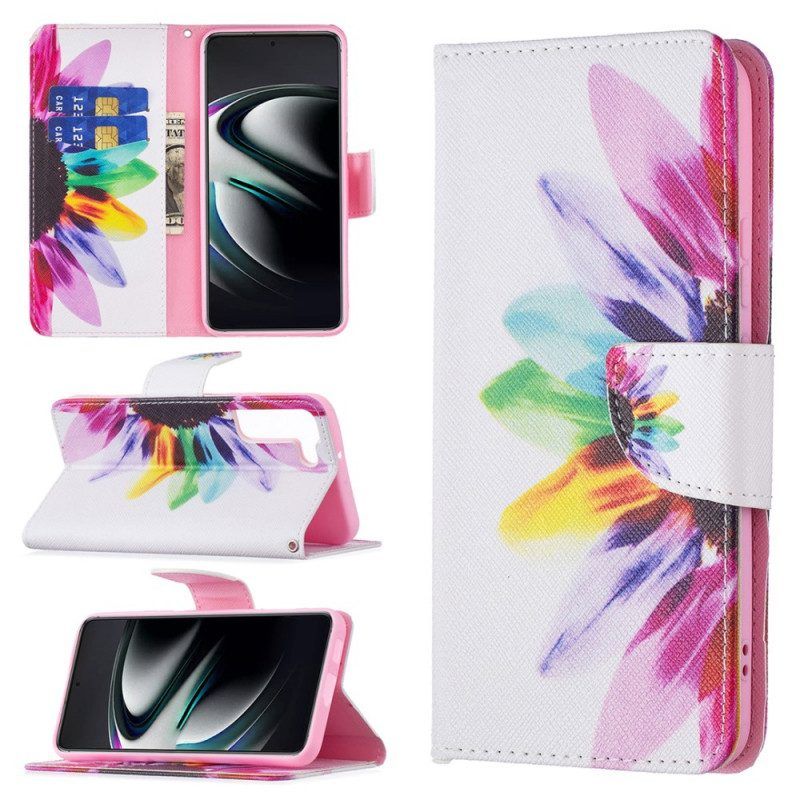 Folio-hoesje voor Samsung Galaxy S22 Plus 5G Waterverf Bloem