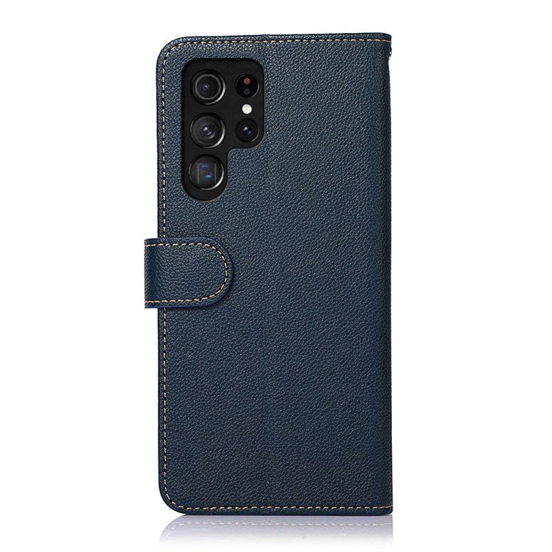 Folio-hoesje voor Samsung Galaxy S22 Ultra 5G Lychee-stijl Rfid Khazneh