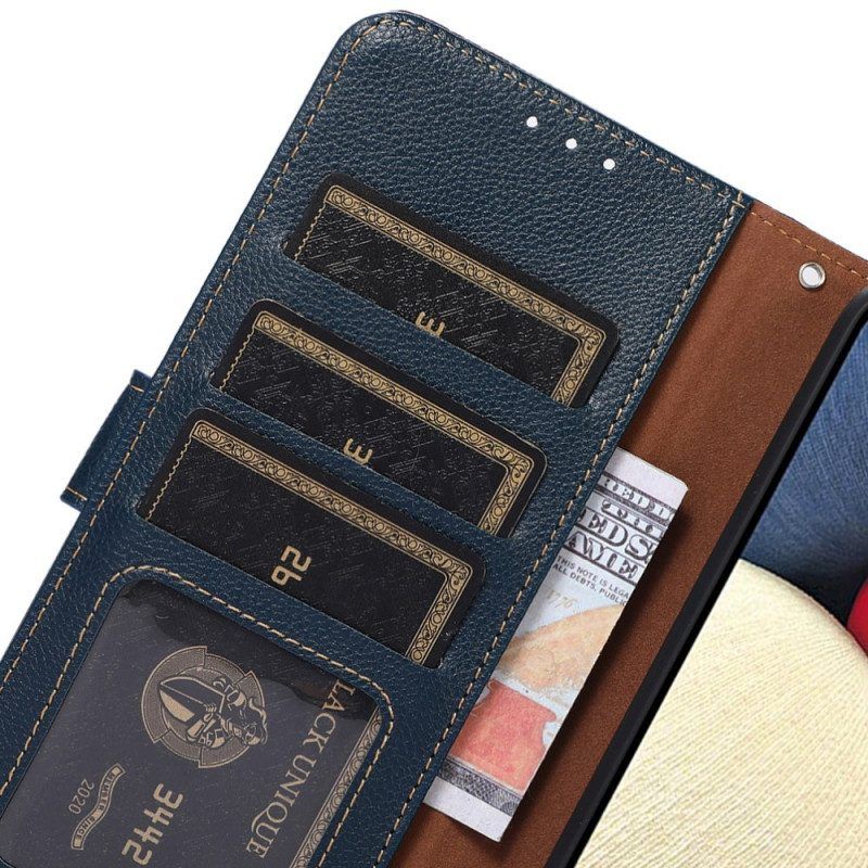 Folio-hoesje voor Samsung Galaxy S22 Ultra 5G Lychee-stijl Rfid Khazneh