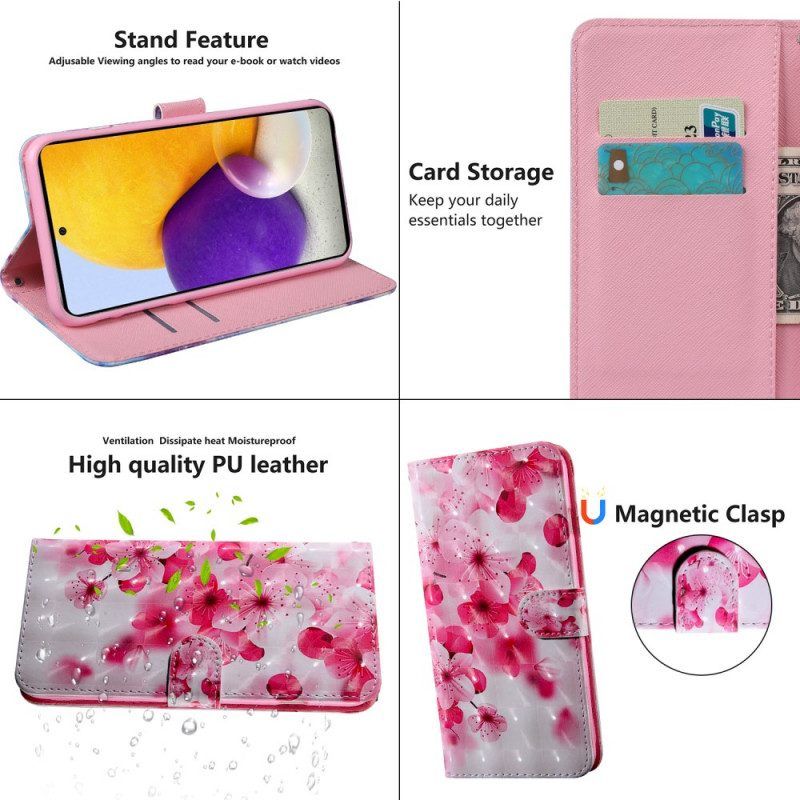 Folio-hoesje voor Samsung Galaxy S22 Ultra 5G Roze Bloemen