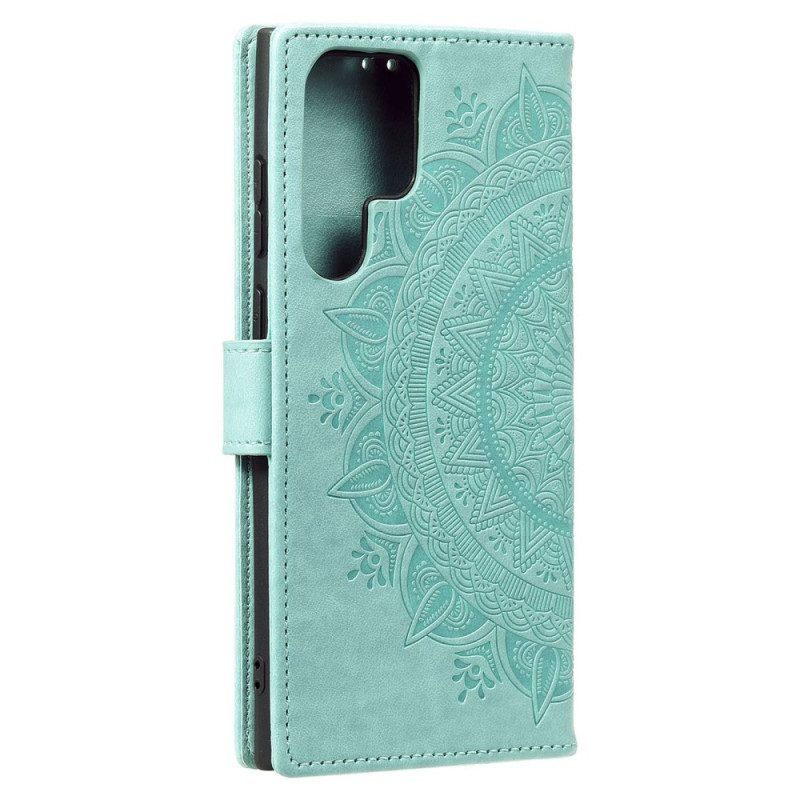 Folio-hoesje voor Samsung Galaxy S22 Ultra 5G Zon Mandala