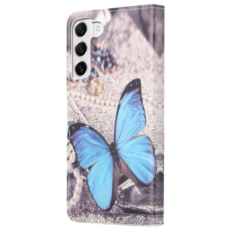 Folio-hoesje voor Samsung Galaxy S23 5G Blauwe Vlinder