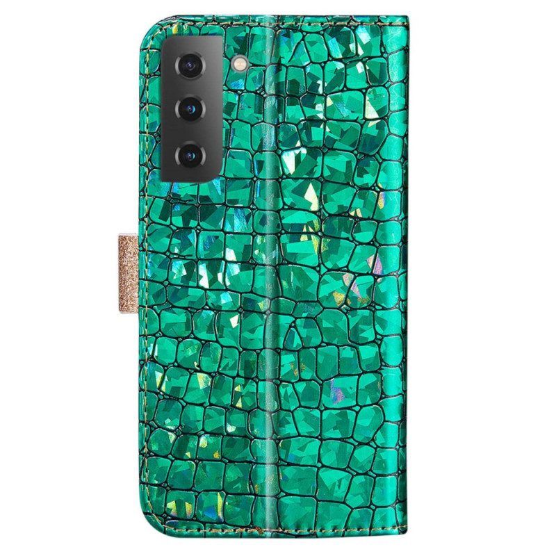 Folio-hoesje voor Samsung Galaxy S23 5G Krokodil Diamanten