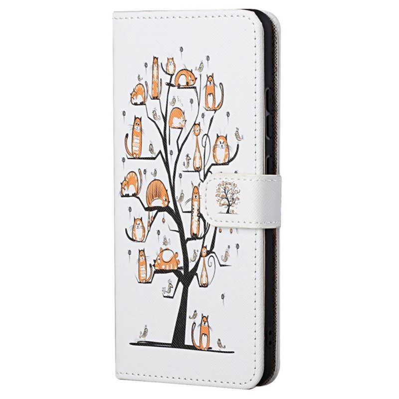 Folio-hoesje voor Samsung Galaxy S23 5G Met Ketting Katten In De String Tree