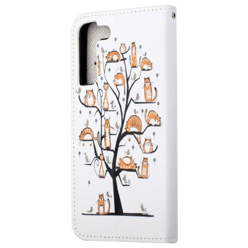 Folio-hoesje voor Samsung Galaxy S23 5G Met Ketting Katten In De String Tree