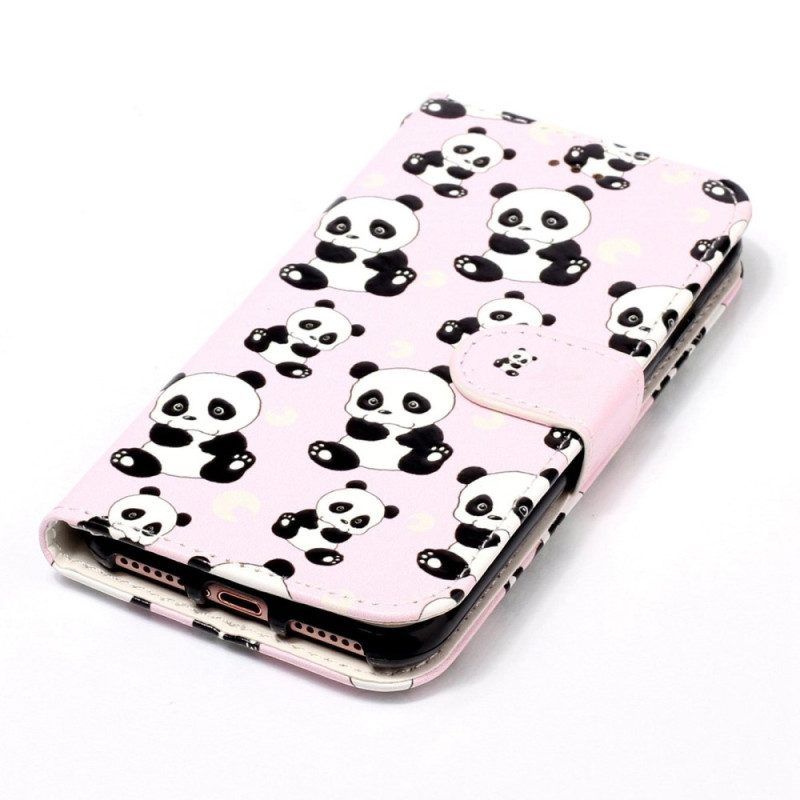 Folio-hoesje voor Samsung Galaxy S23 5G Met Ketting Panda's Met Bandjes