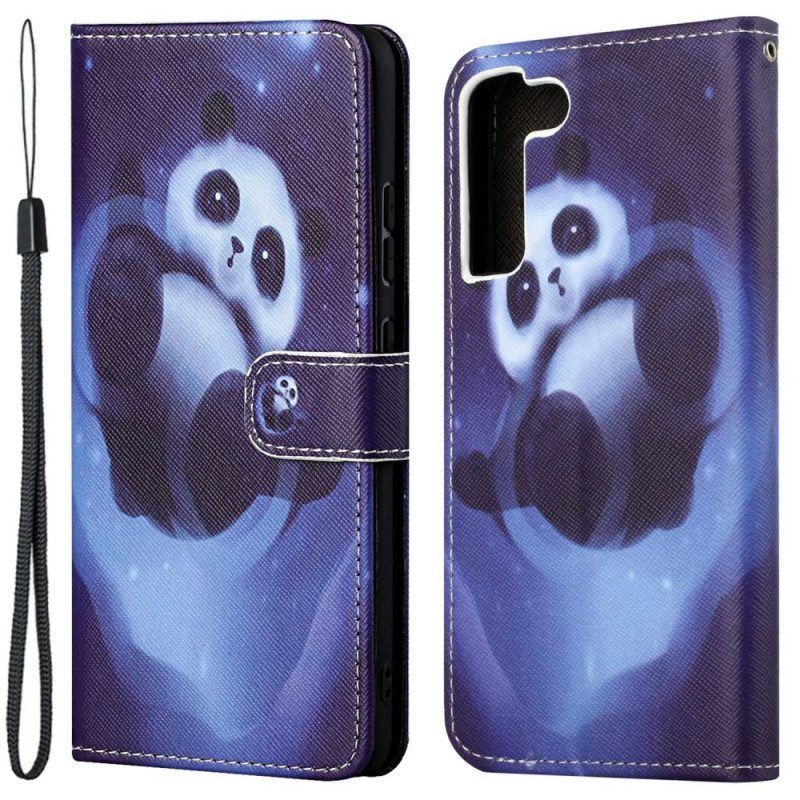 Folio-hoesje voor Samsung Galaxy S23 5G Met Ketting Strakke Panda