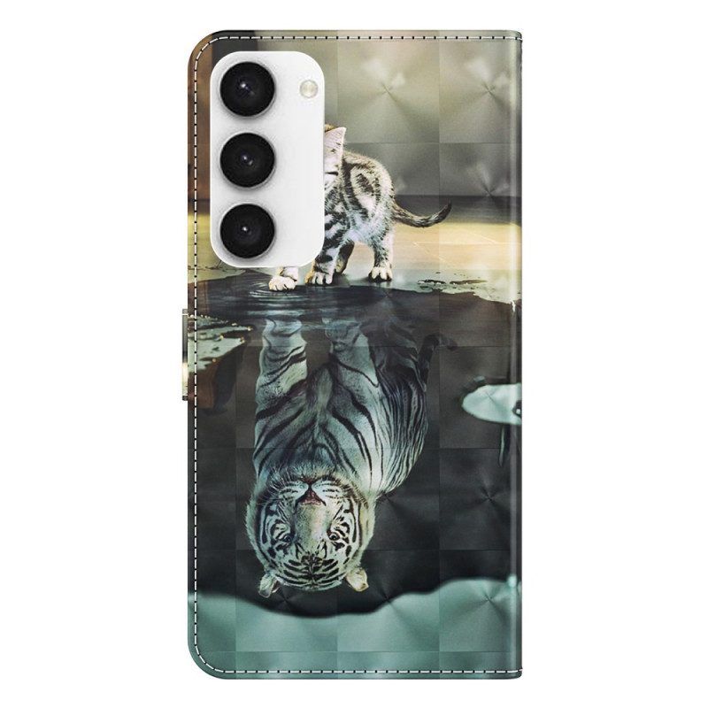 Folio-hoesje voor Samsung Galaxy S23 5G Met Ketting Strappy Kitten Droom