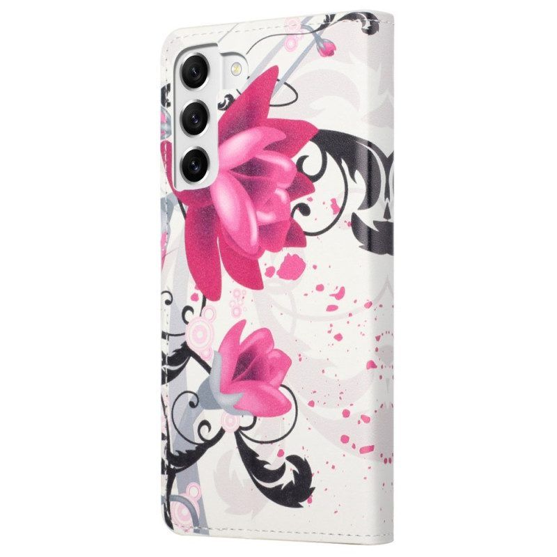 Folio-hoesje voor Samsung Galaxy S23 5G Tropische Bloemen