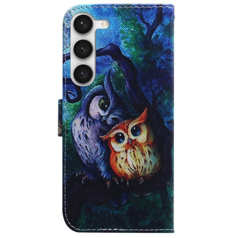 Folio-hoesje voor Samsung Galaxy S23 5G Uilen Schilderen