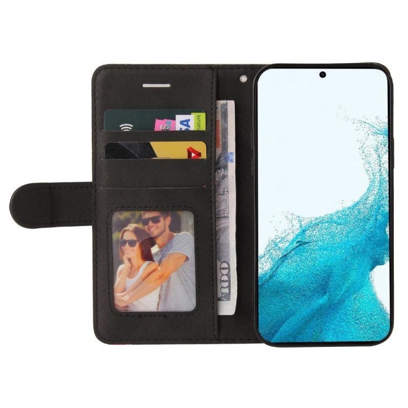 Folio-hoesje voor Samsung Galaxy S23 Plus 5G Met Ketting Tweekleurige Riem