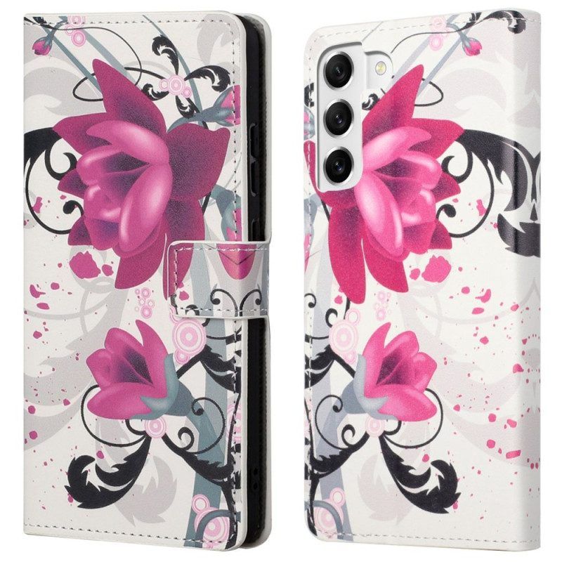 Folio-hoesje voor Samsung Galaxy S23 Plus 5G Tropische Bloemen