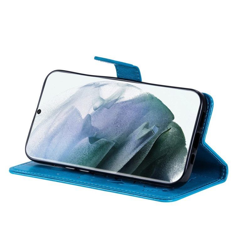 Folio-hoesje voor Samsung Galaxy S23 Ultra 5G Met Ketting Strappy Kat En Bijen