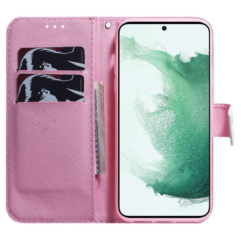 Folio-hoesje voor Samsung Galaxy S23 Ultra 5G Roze Bloem