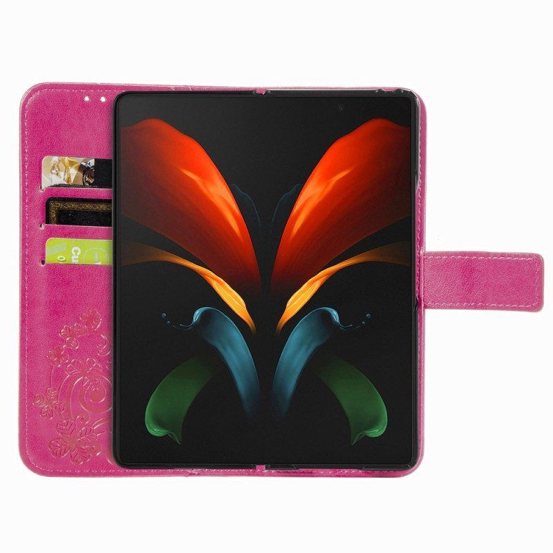 Folio-hoesje voor Samsung Galaxy Z Fold 4 Klaverblaadjes Patroon Met Riem