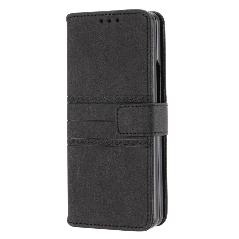 Folio-hoesje voor Samsung Galaxy Z Fold 4 Riempatroon Van Imitatieleer