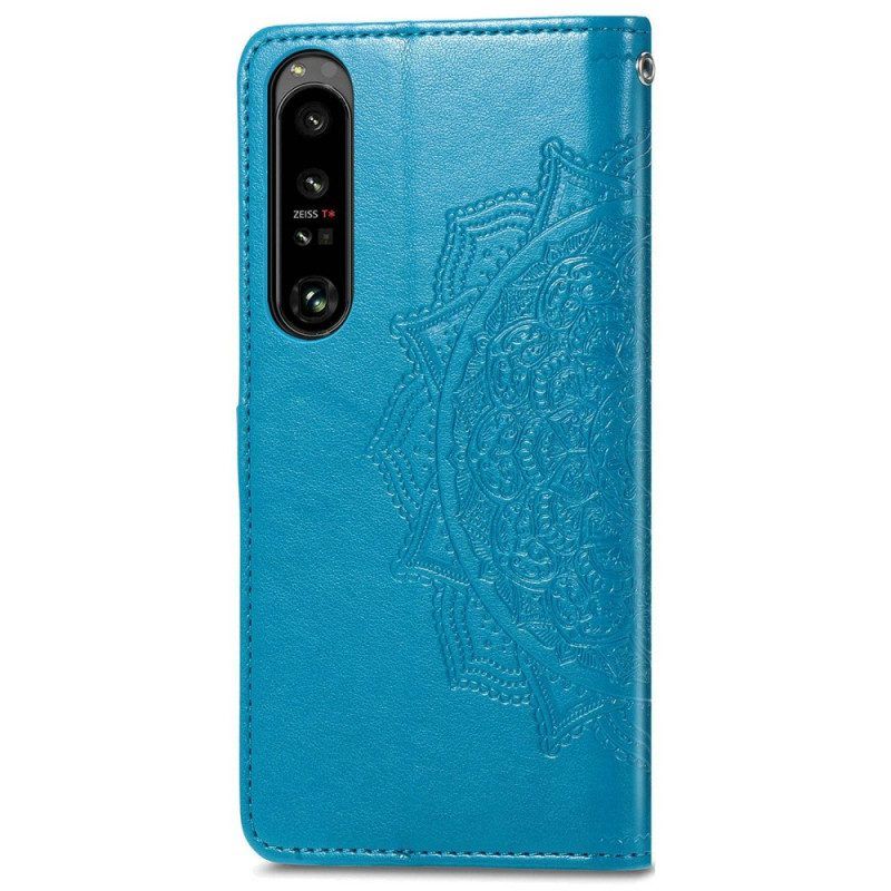 Folio-hoesje voor Sony Xperia 1 IV Mandala Zon Met Lanyard