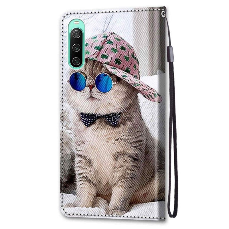 Folio-hoesje voor Sony Xperia 10 IV Met Ketting Yo Kat Met Riem