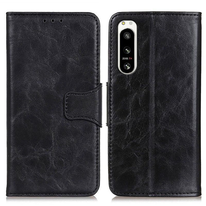 Folio-hoesje voor Sony Xperia 5 IV Gespleten Lederen Vintage Sluiting