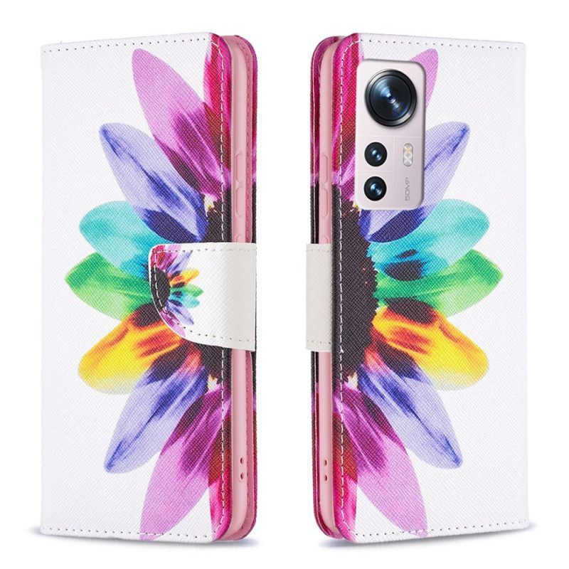 Folio-hoesje voor Xiaomi 12 / 12X Waterverf Bloem