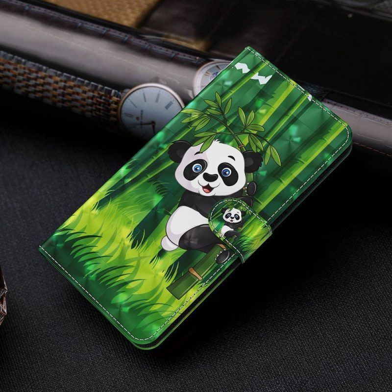 Folio-hoesje voor Xiaomi 12 Lite Met Ketting Bamboe Panda Met Lanyard