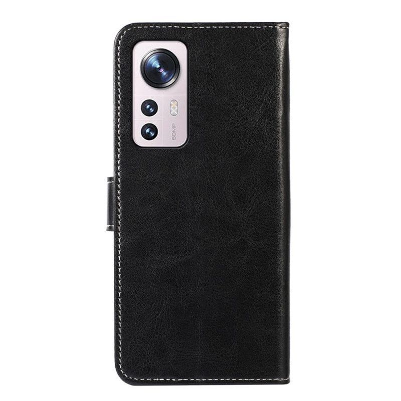 Folio-hoesje voor Xiaomi 12 Pro Couture-leereffect