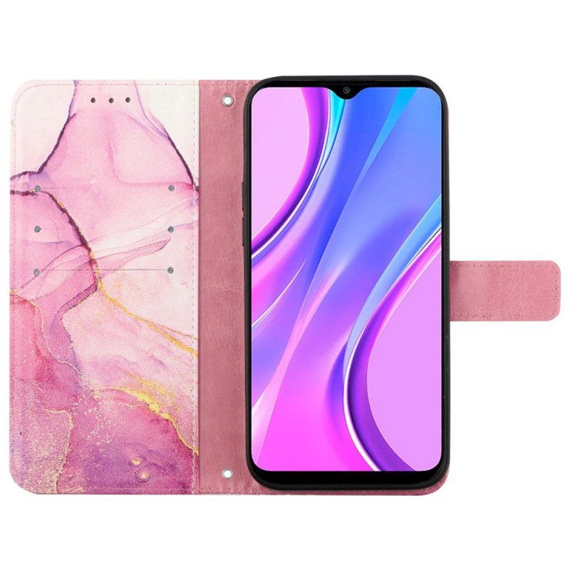 Folio-hoesje voor Xiaomi 12 Pro Met Ketting Gestreept Aquarel Marmer