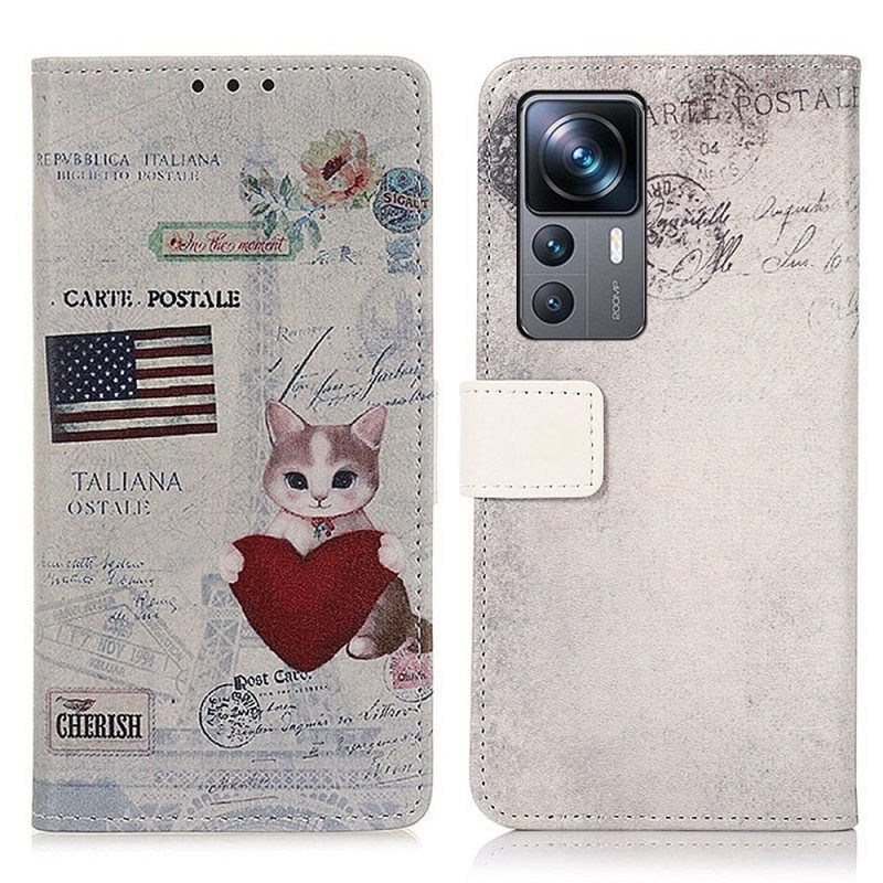 Folio-hoesje voor Xiaomi 12T / 12T Pro Reiziger Kat