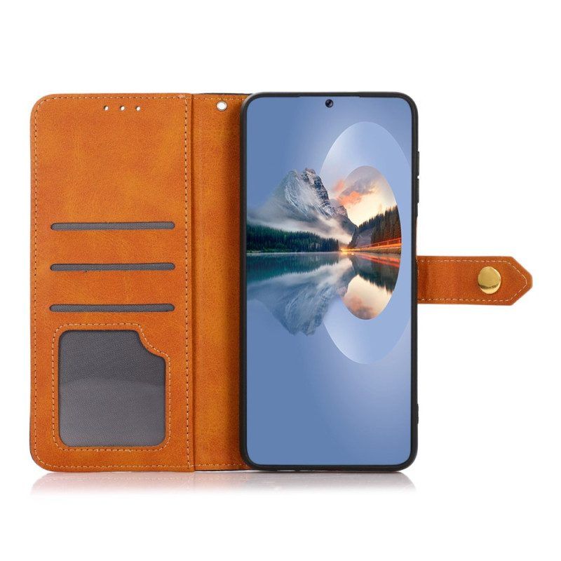 Folio-hoesje voor Xiaomi 12T / 12T Pro Tweekleurige Gouden Gesp Khazneh