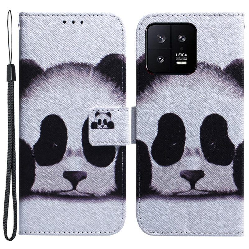 Folio-hoesje voor Xiaomi 13 Met Ketting Strakke Panda