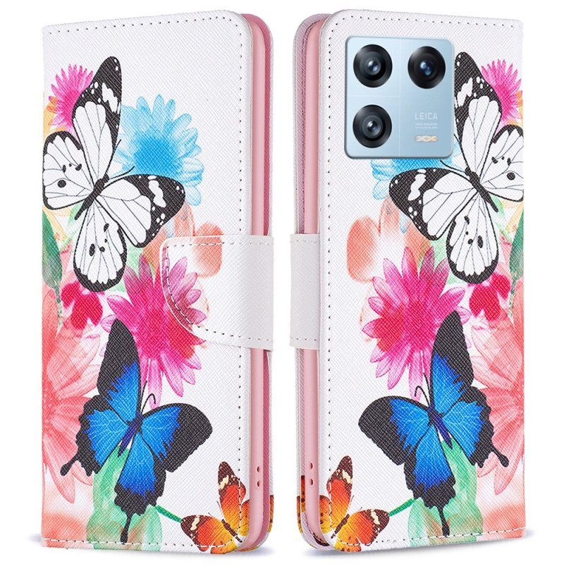 Folio-hoesje voor Xiaomi 13 Pro Aquarel Vlinders