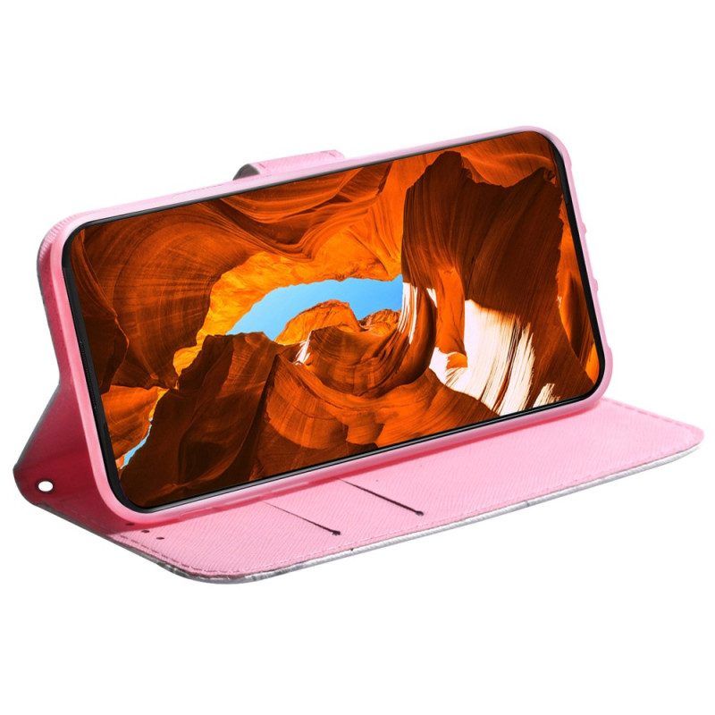 Folio-hoesje voor Xiaomi 13 Pro Met Ketting Strappy Roze Bloem