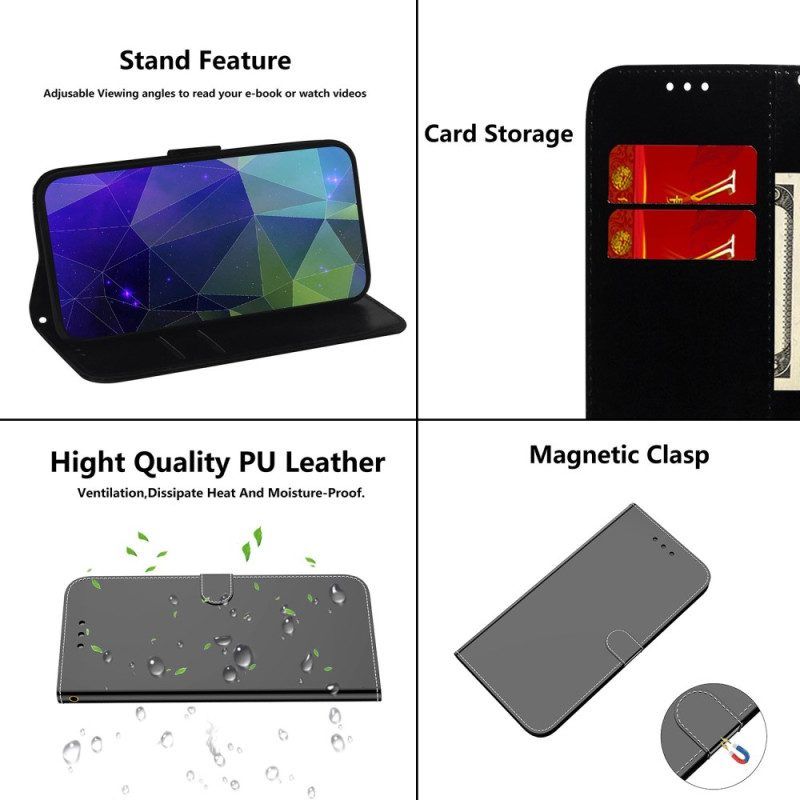 Folio-hoesje voor Xiaomi Redmi A1 Imitatie Spiegelleer Met Riem
