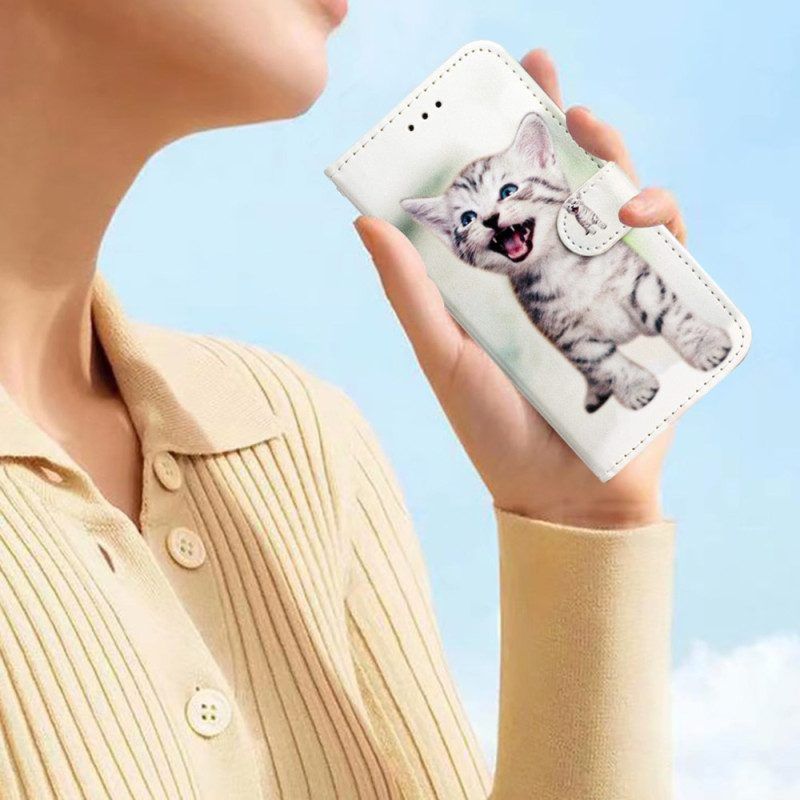 Folio-hoesje voor Xiaomi Redmi A1 Met Ketting Klein Katje Met Riem