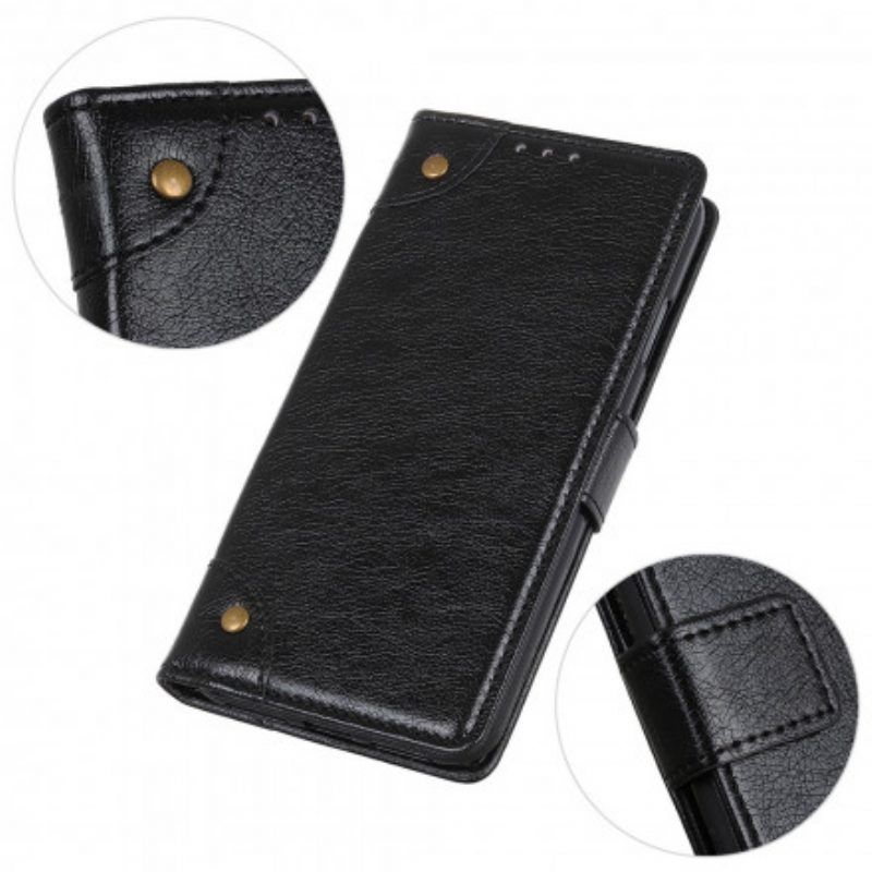 Folio-hoesje voor Xiaomi Redmi Note 10 / 10S Stijl Nappa Lederen Vintage Klinknagels