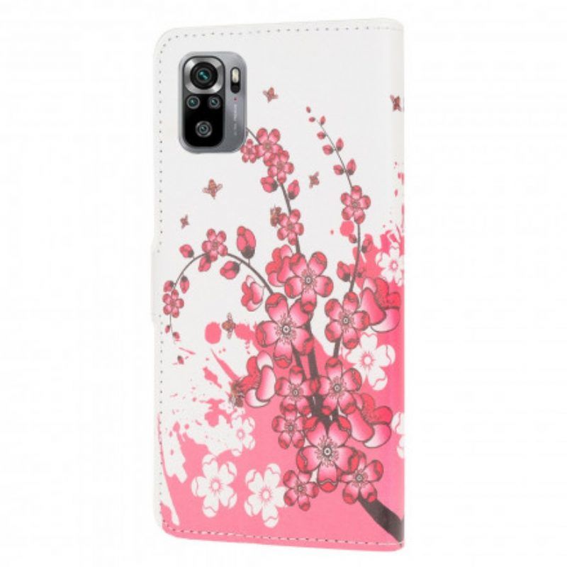 Folio-hoesje voor Xiaomi Redmi Note 10 / 10S Tropische Bloemen